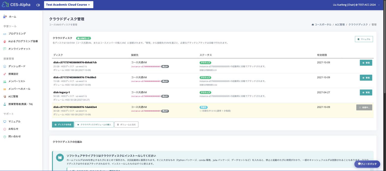 ディスクの初期化中の表示